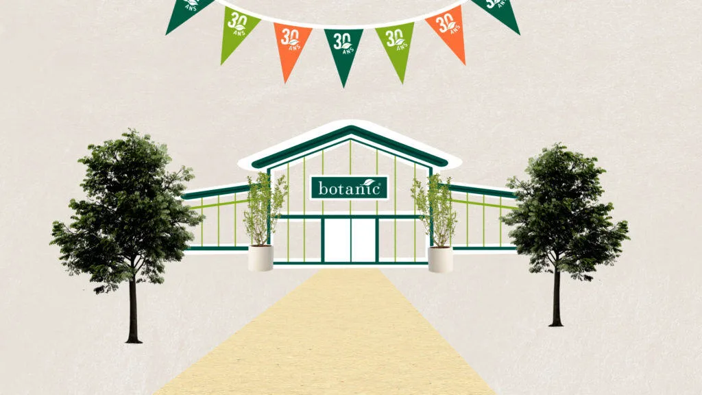 Le magasin botanic dessiné sous les fanions des 30 ans de l'enseigne motion design pioucube
