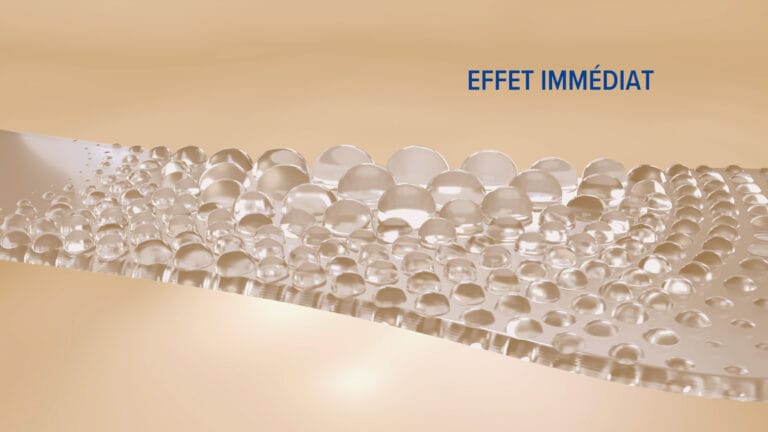 Rendu 3D des billes de gel de la semelle invisible Epitact, effet immédiat