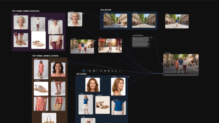Moodboard de direction artistique IA : références casting, décors et rendu final Epitact